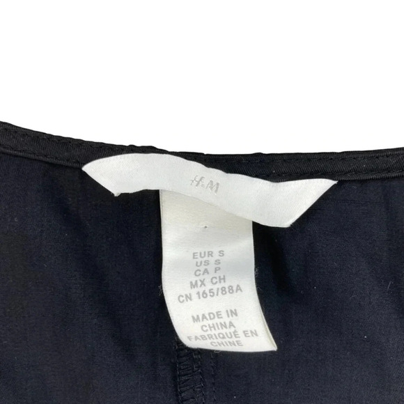 H&M Satin Ballon Sleeve Wrap-Front Dress | Black | Size S | Witchy, Whimsy Goth - Picture 4 of 7